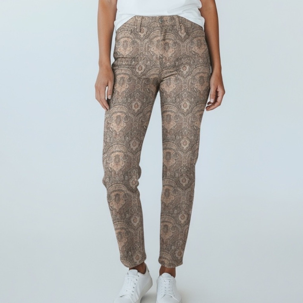 Free People Corduroy Paisley‎ Skinny Pants Women's Size 27 Boho Fall Casual